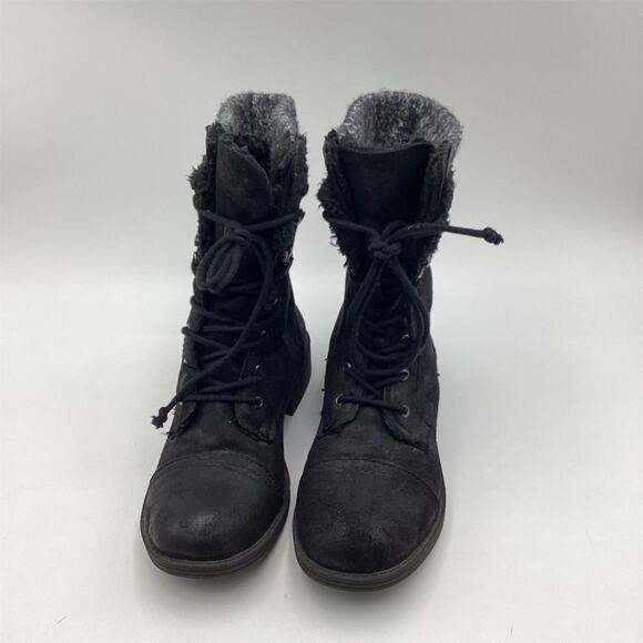 Roxy Women's Black Mid-Calf Combat Boots Size 8 Casual Lace Up - Picture 3 of 10